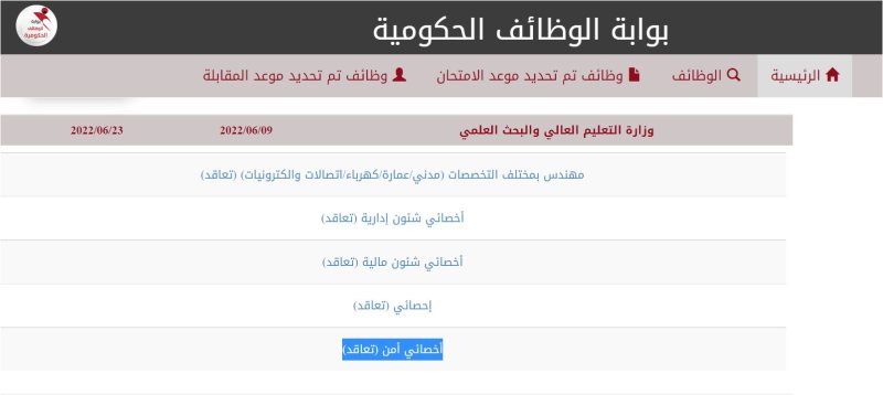 إخصائي شئون مالية - وزارة التعليم العالي والبحث العلمي